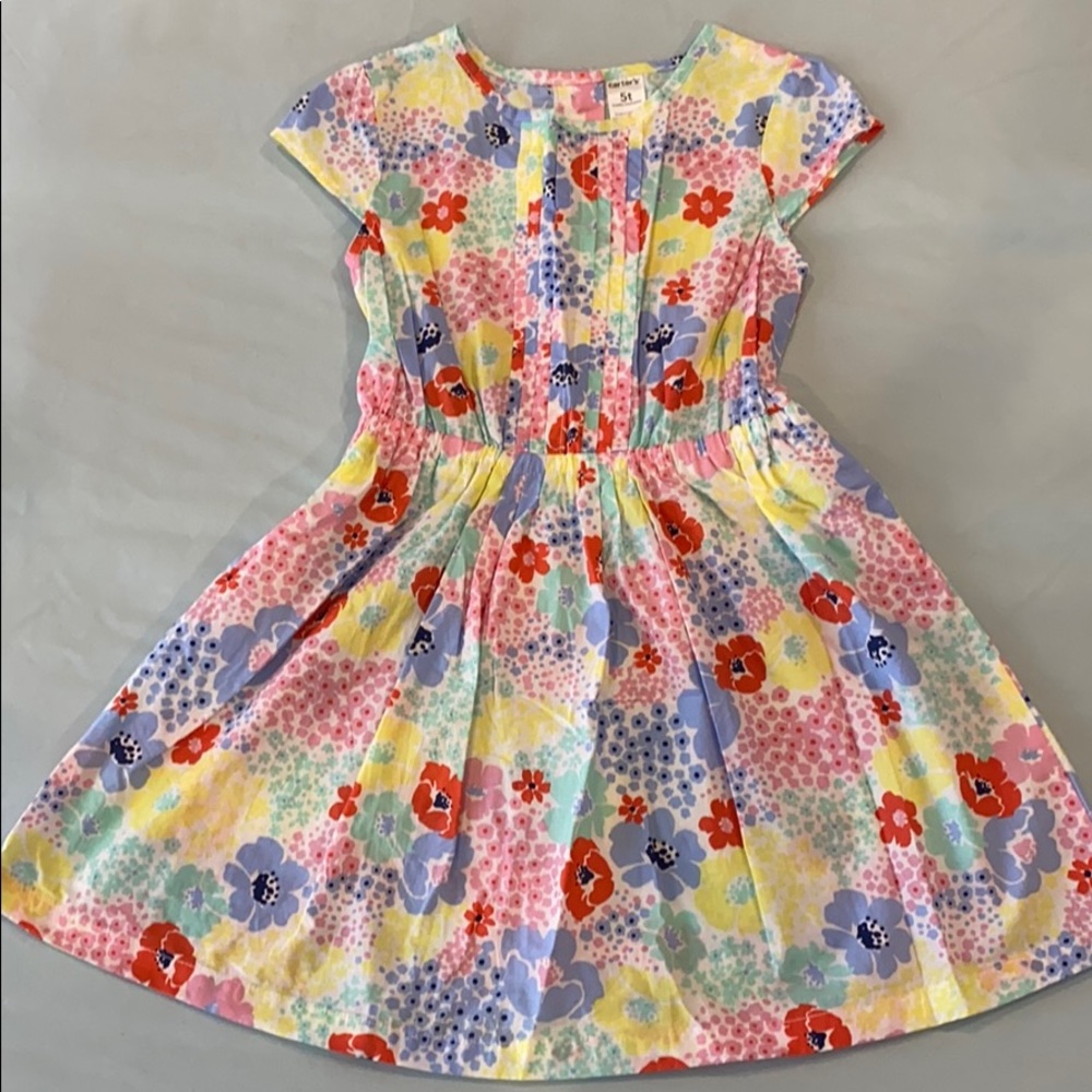 EUC Pleated Front Flower Dress